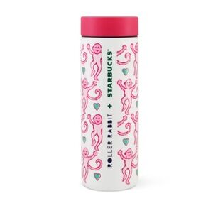 Roller Rabbit Pink and White Travel Mug
